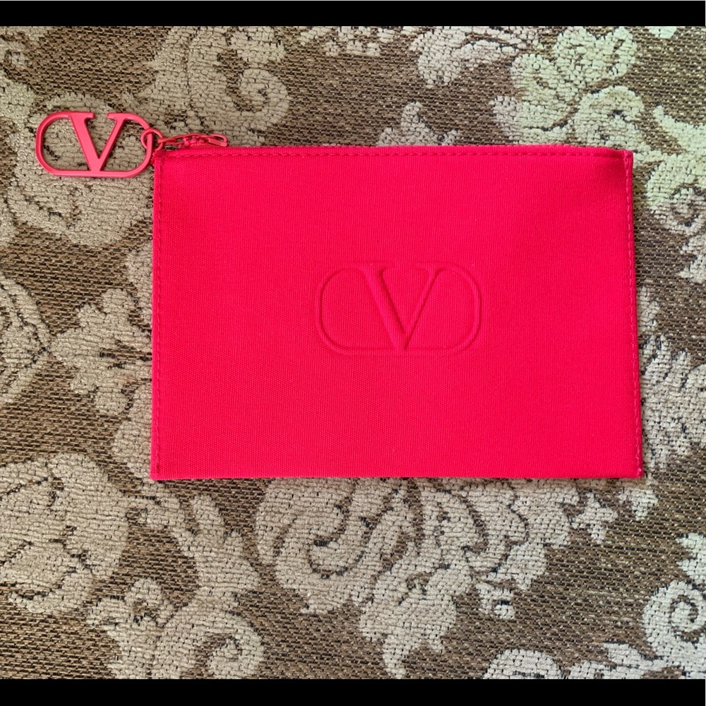 Valentino Red Cosmetics Pouch Zippered Travel Makeup Bag - New